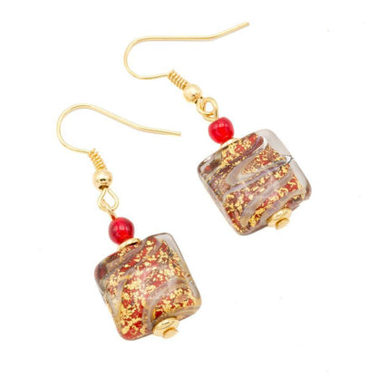 Boucles d'Oreilles Murano Rubis 9242 - Verre Vénitien Certifié