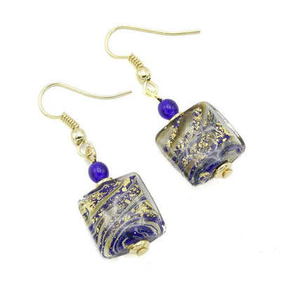 Boucles d'Oreilles Murano Bleu 9242 - Verre de Venise Authentique