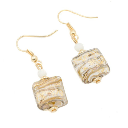 Boucles d'Oreilles Murano Beige 9242 - Perles Vénitiennes Légères