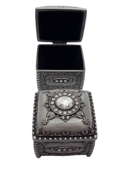 Coffret à bijoux en métal carré, écrin élégant pour ranger vos bijoux précieux