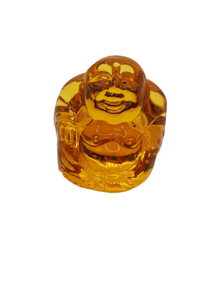 Bouddha en verre ambre, porte-bonheur chaleur et protection décoratif