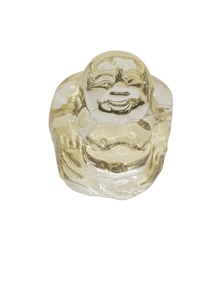 Bouddha en verre citron, porte-bonheur fraîcheur et vitalité décoratif