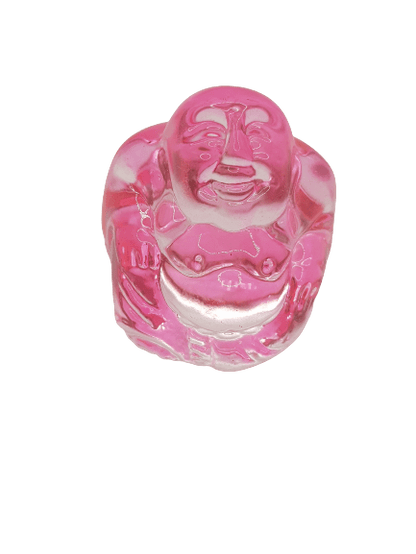 Bouddha en verre rose, porte-bonheur amour et compassion décoratif