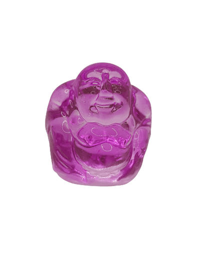 Bouddha en verre violet, porte-bonheur spirituel et méditation décoratif