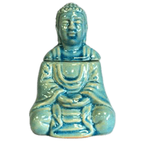 Brûleur à huile essentielle Bouddha assis vert, invitation à la méditation profonde artisanale