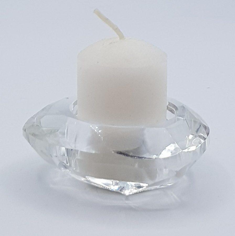 Bougeoir diamant en verre, design géométrique moderne et élégant