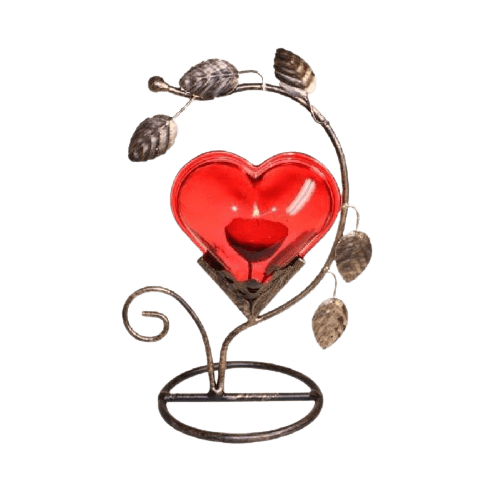 Porte bougie romantique coeur rouge
