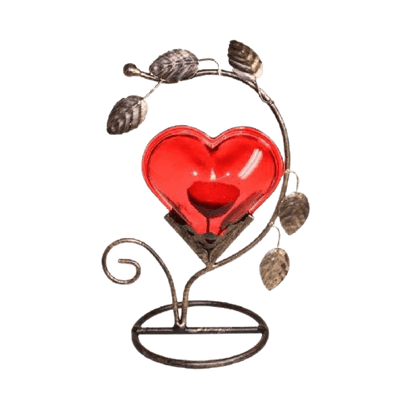 Porte-bougie romantique forme cœur rouge, déclaration d'amour avec style