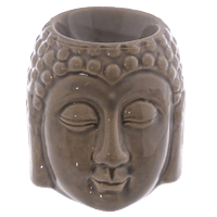 Brûleur à huile essentielle tête de Bouddha taupe, élégance naturelle et spiritualité