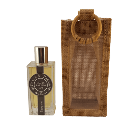 Flacon d'eau de parfum Énergique pour homme de Grasse, vitalité et caractère masculin français