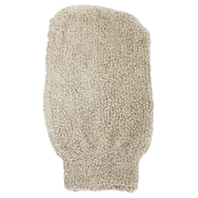 Gant mitaine beige, accessoire bain doux et confortable pour nettoyage délicat