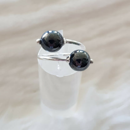 Bague hématite en argent 925 - pierre d'ancrage lithothérapie