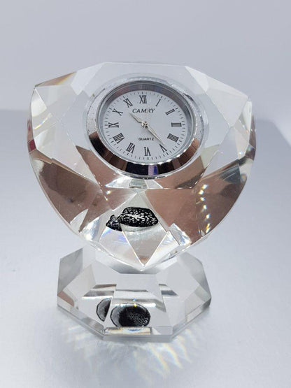 Horloge sur pied en cristal de verre, élégance intemporelle décorative et raffinée