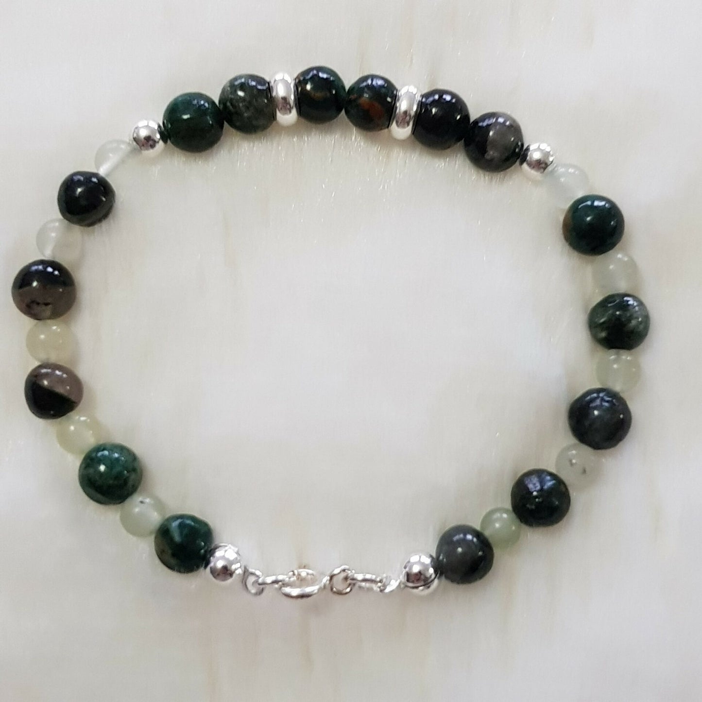 Bracelet mica vert jade chine argent 925