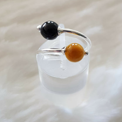 Bague œil de tigre en argent 925 - pierre de protection lithothérapie