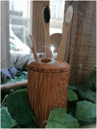 Porte brosse à dent en bois de cocotier