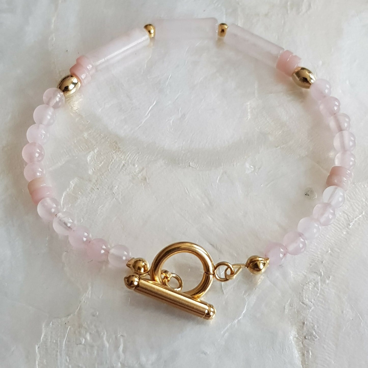 Bracelet quartz rose, opale rose