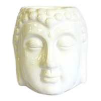 Brûleur à huile essentielle tête de Bouddha blanc, pureté et éveil spirituel