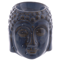 Brûleur à huile essentielle tête de Bouddha bleu, sagesse profonde et sérénité